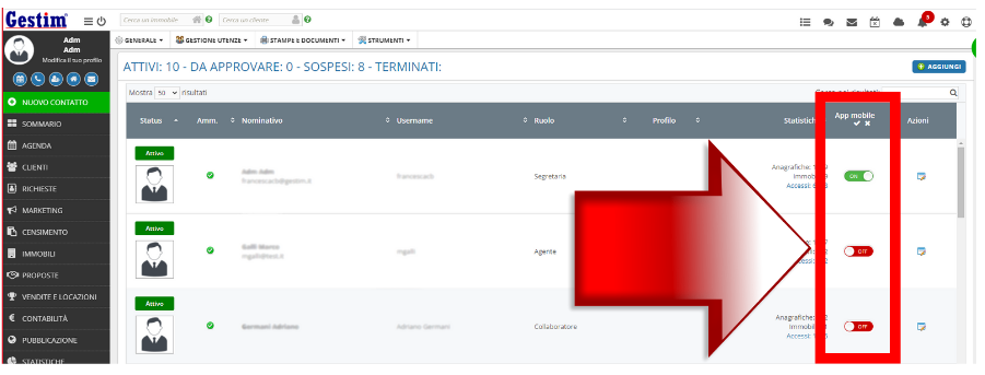 App mobile Gestim configurazione